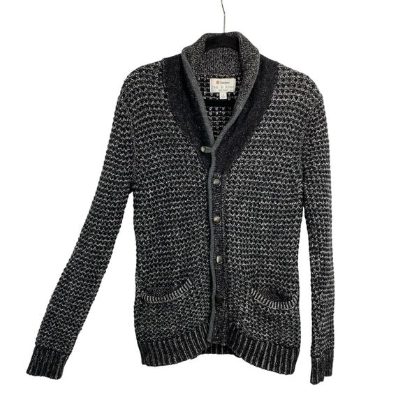 rag bone Neiman Marcus Wool Texture Cardigan Sweater Men Size Small Black Gray - Picture 1 of 12